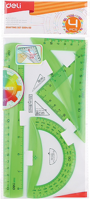 Eg00402 Drafting Set 4pcs Ruler Set Squares Protractor Clipart (800x800), Png Download