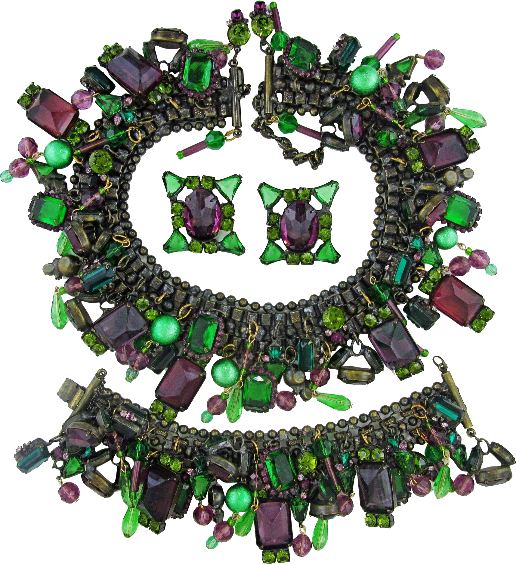 Vintage David Mandel Mardi Gras Colors Super Huge Charm - Necklace Clipart (1715x1874), Png Download