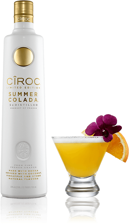Colada Sunrise - Summer Colada Ciroc Drinks Clipart (425x803), Png Download