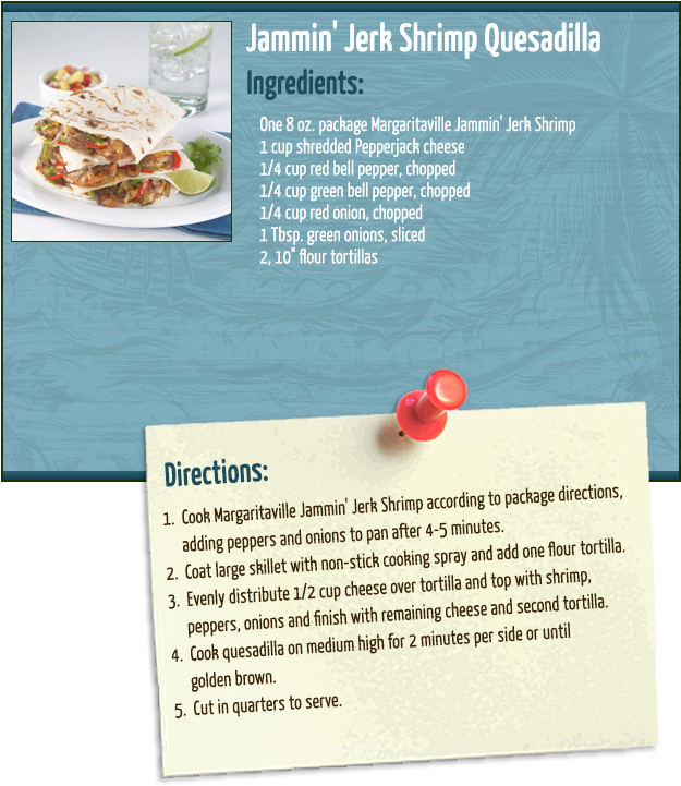 Jerk Shrimp Quesadilla - Baja Buffalo Shrimp Directions Clipart (630x900), Png Download