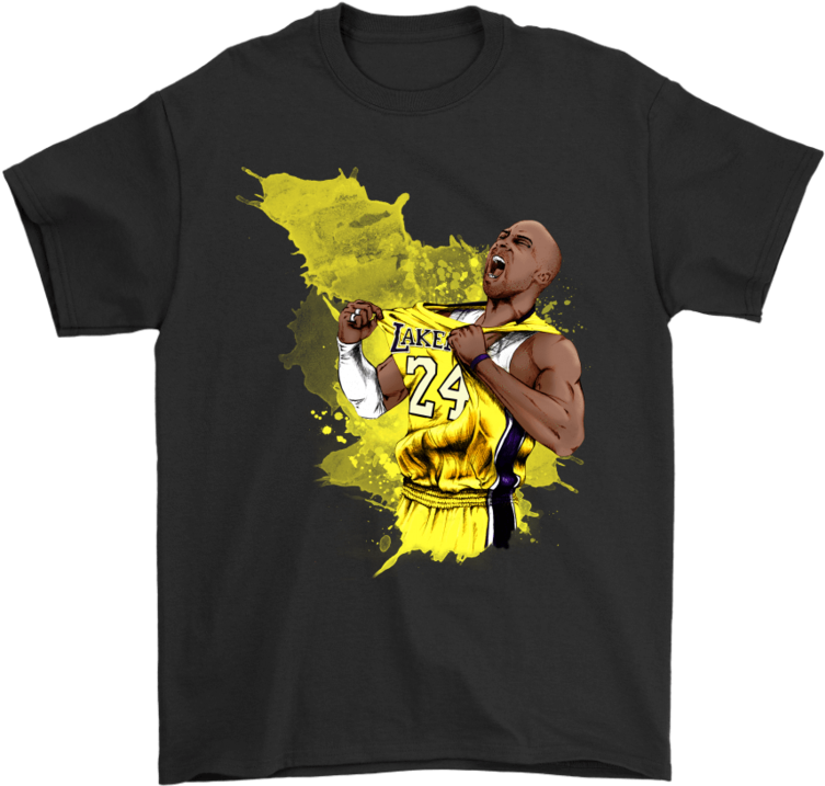 Gildan Mens T-shirt / Black / S Kobe Watercolor Shirt Clipart (753x717), Png Download