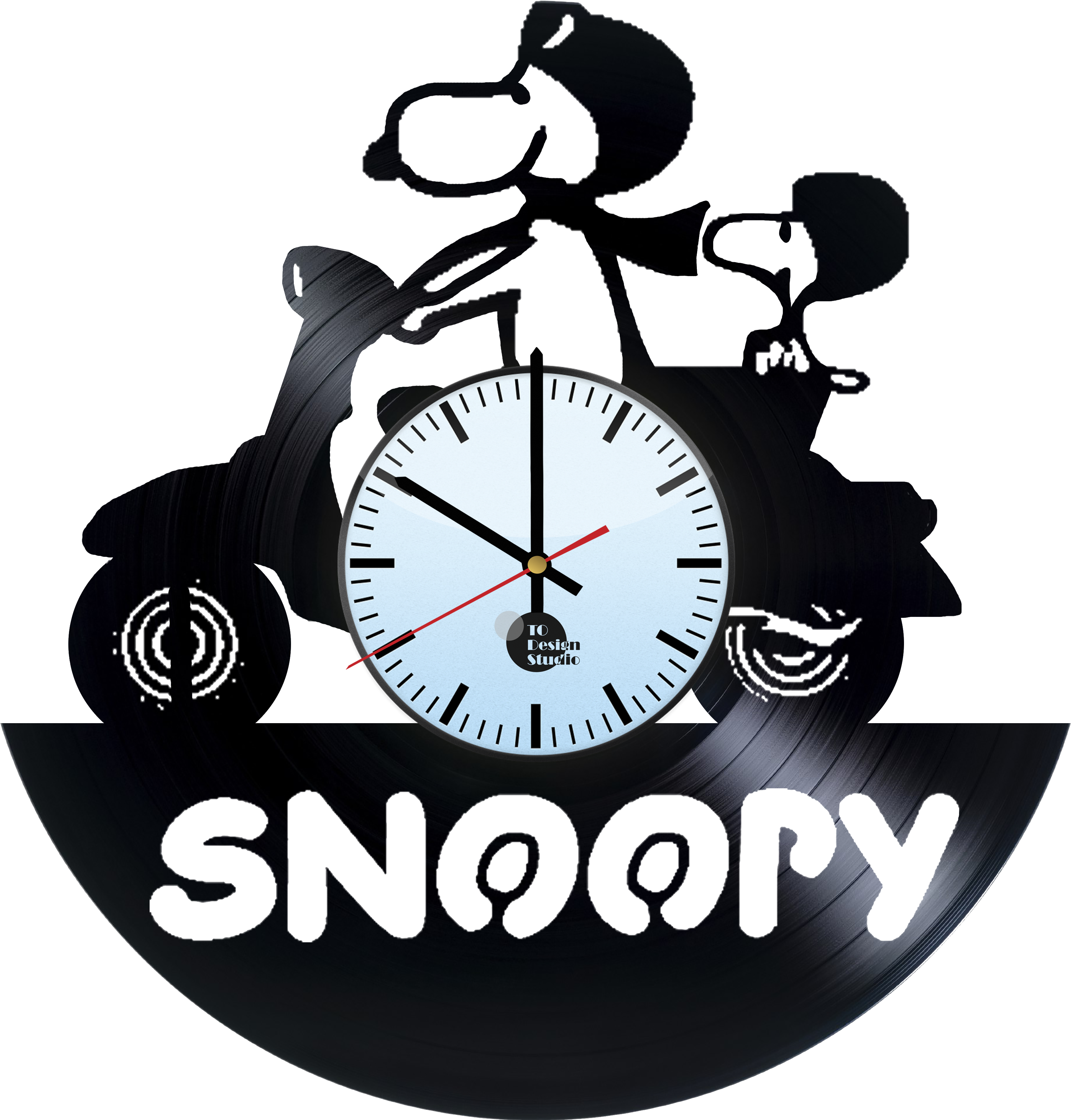 Snoopy And Charlie Brown - Snoopy Vinyl Clock Clipart (4016x4016), Png Download