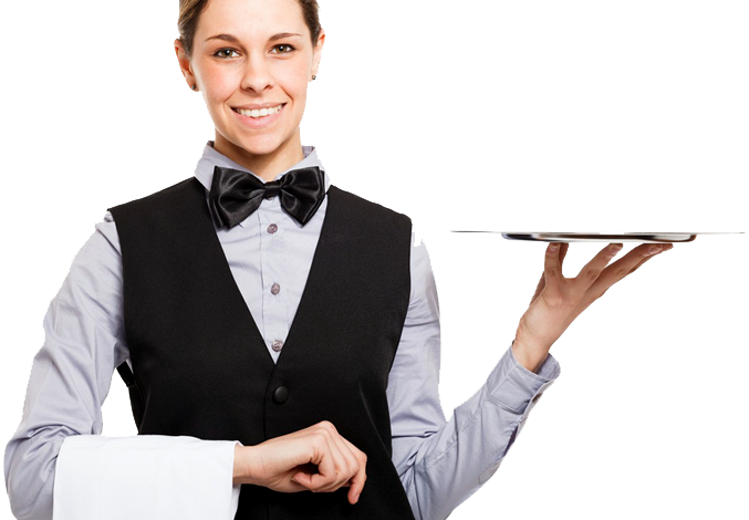 Waiter Holding Plate Clipart (677x470), Png Download