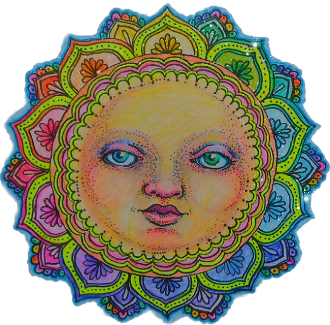 Sun Moon Mandala Hippy Trippy Psychadelic Tumblr Aesthe Clipart (670x659), Png Download