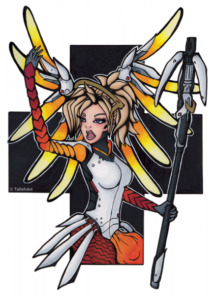 Overwatch Mercy Print Clipart (600x600), Png Download