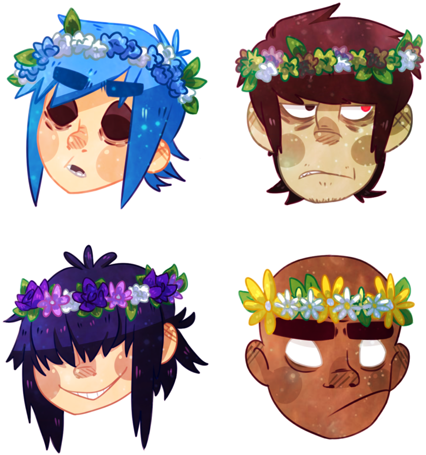 Gorillaz - Gorillaz Flower Crown Clipart (863x925), Png Download