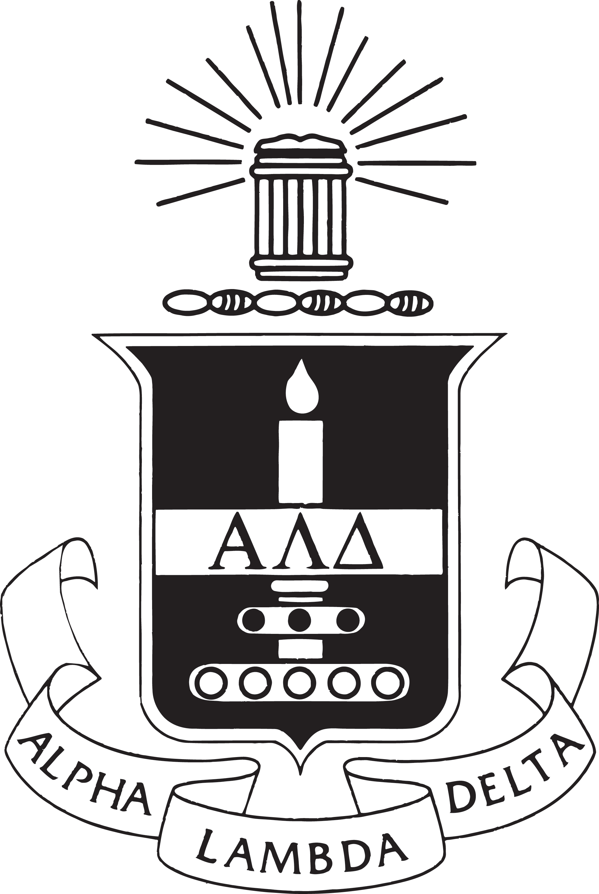This Is Ald's Crest, Formatted For A One-color Print - Alpha Lambda Delta Logo Clipart (2052x3062), Png Download