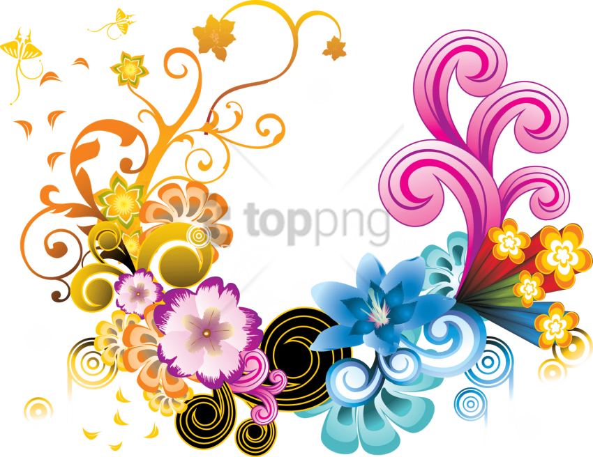 Free Png Download Floral Colorful Png Images Background - Colourful Floral Designs Png Clipart (850x656), Png Download