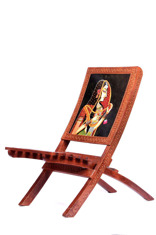Wooden Painted Folding Chair - Chair Clipart (500x750), Png Download