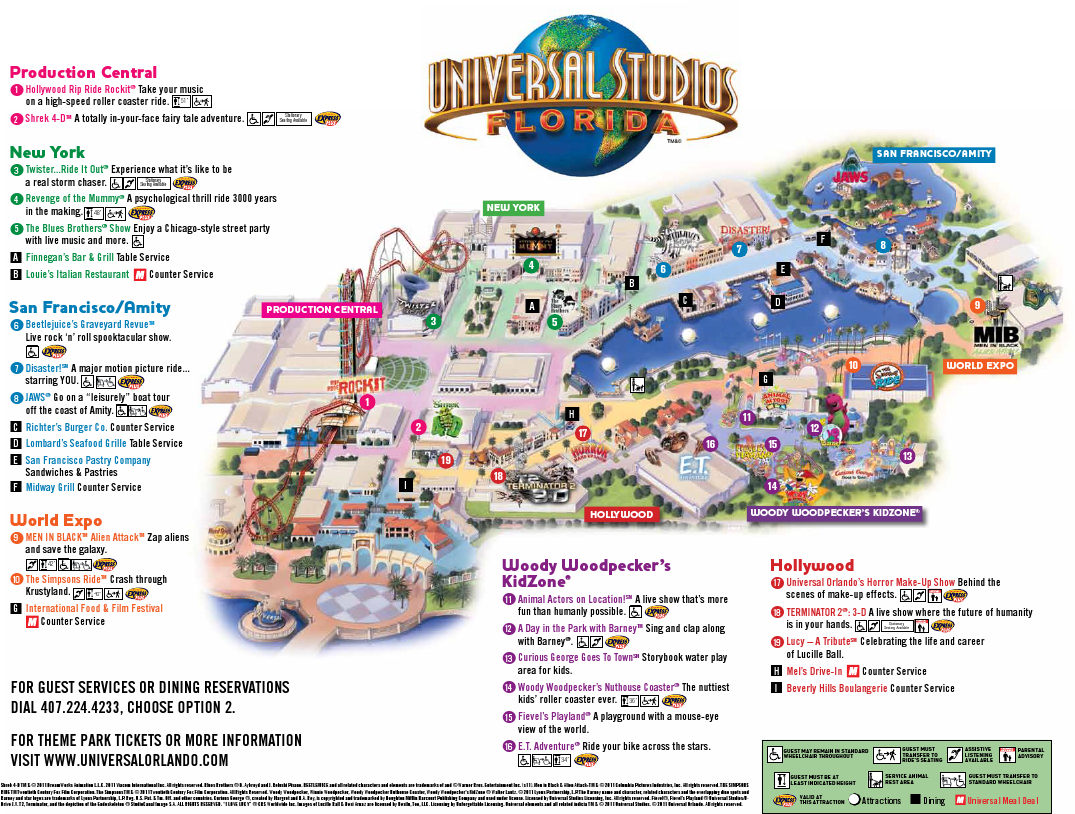 Universal Orlando Park Map 2013 - Universal Studios Orlando Park Map 2019 Clipart (1099x849), Png Download