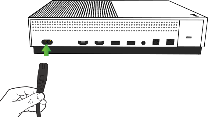 Illustration Of The Back Of The Xbox One S Console - Xbox One X Plug Into Wall Clipart (755x425), Png Download