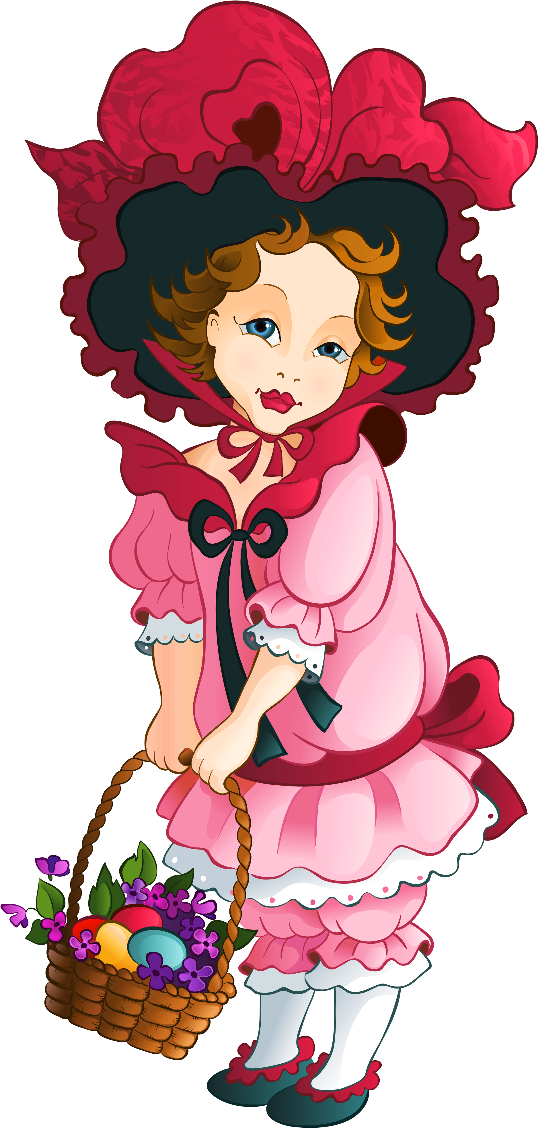Easter Girl With Basket Png Clipart Picture - Tube Enfant Paques Transparent Png (2326x4259), Png Download