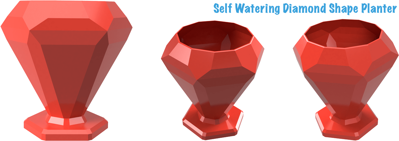 Expocnc Self Watering Diamond Shape Planter - Vase Clipart (1280x450), Png Download