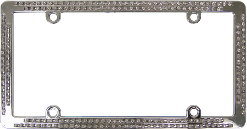 Chrome Coated Metal With Double Row White Diamonds - Sparkling Licence Plate Frames Clipart (800x800), Png Download