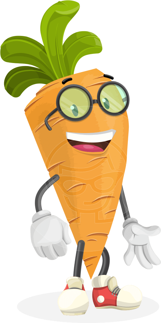 Cartoon Carrot Vector Character Aka Carl Maccarrot - Smart Bee Vector Clipart (957x1060), Png Download
