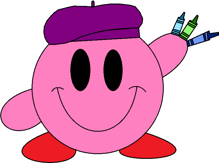 Kirby And His Crayons - Cartoon Clipart (741x551), Png Download