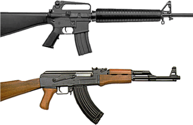 Ar-15 Cliparts - Ak 47 And M16 - Png Download (640x480), Png Download