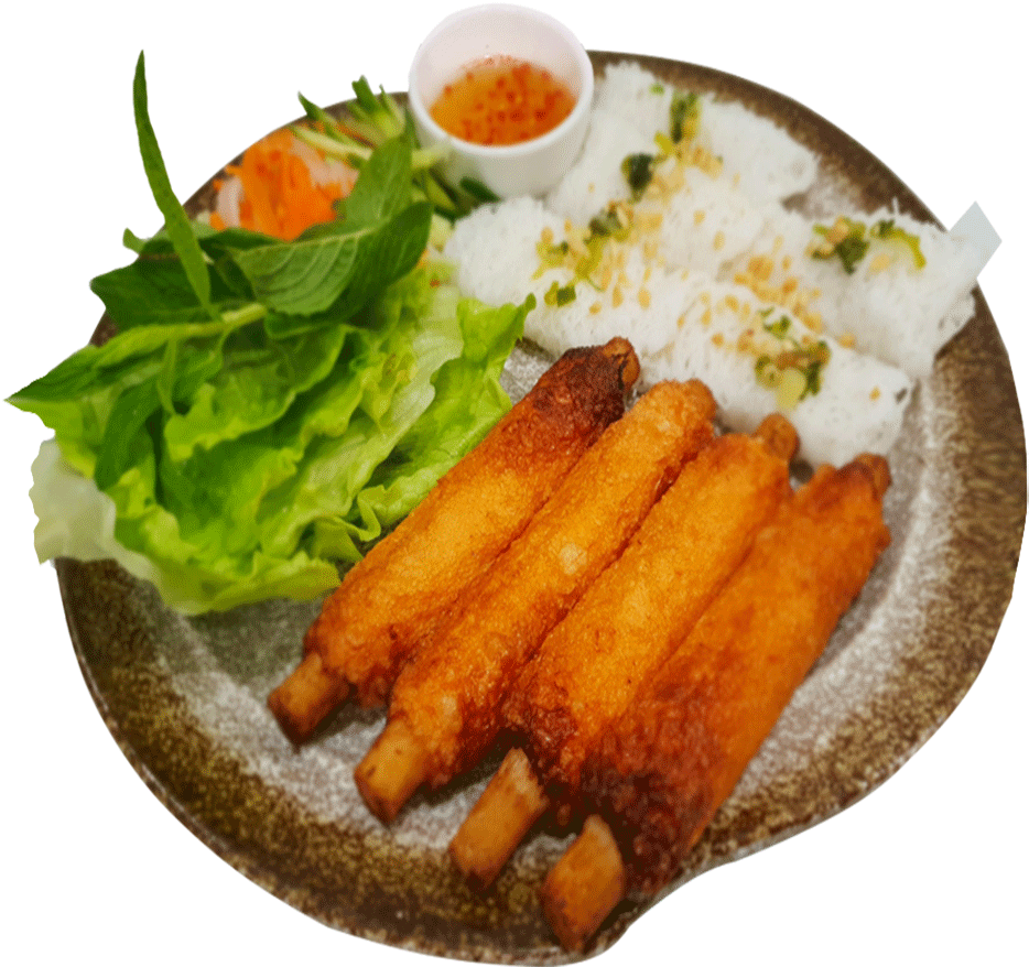 Steam Woven Rice Vermicelli With Prawn Sugar Cane - Nem Rán Clipart (934x878), Png Download