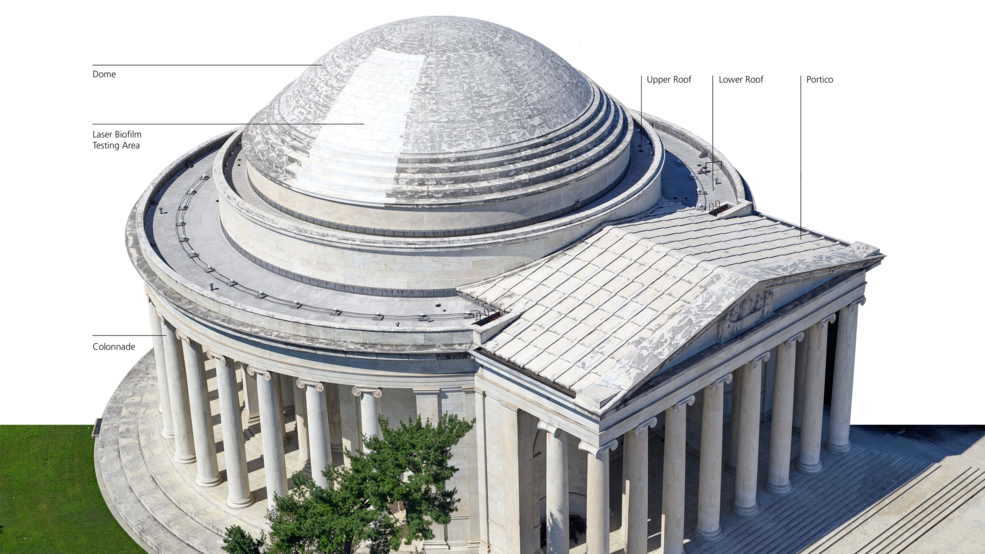 National Park Service Begins Roof Restoration, Laser - Thomas Jefferson Memorial Architect Clipart (985x554), Png Download
