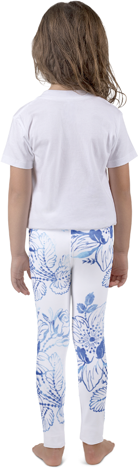 Blue Watercolor Flowers Kid's Leggings - Leggings Clipart (1000x1000), Png Download