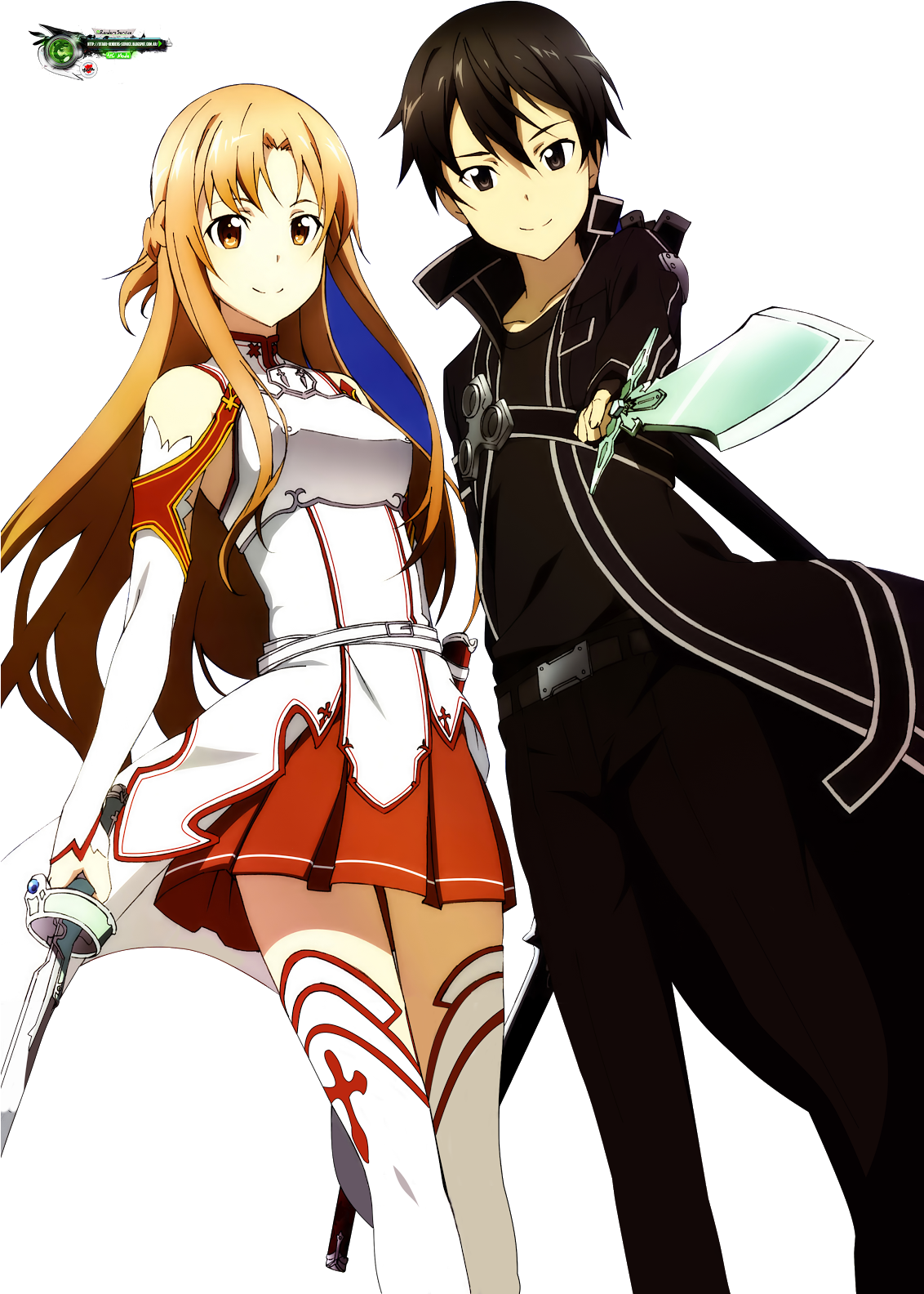 Sword Art Online Kirito And Asuna Render Download - Kirito And Asuna Png Clipart (1132x1584), Png Download