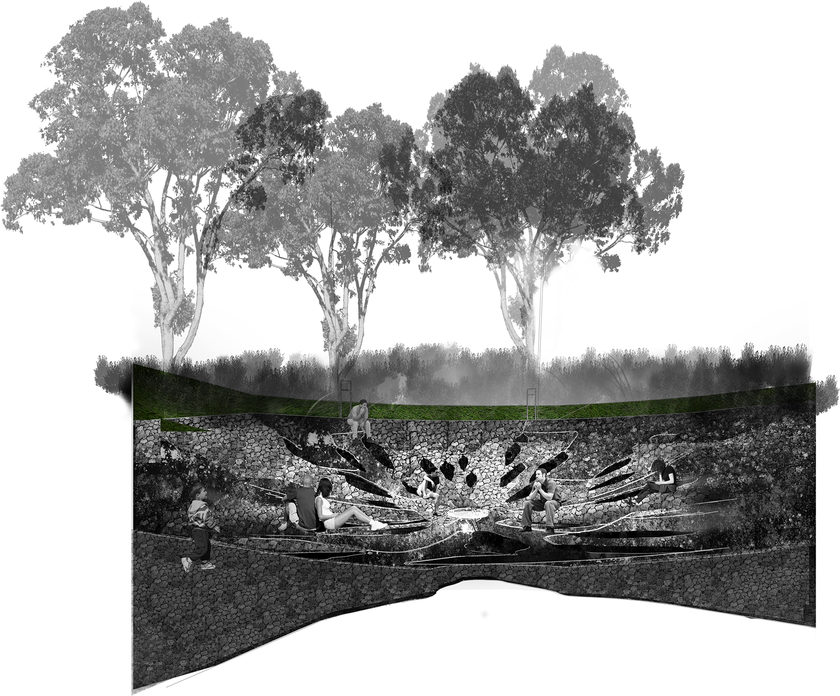 Photomontages And Sketches Of The Memorial - Oak Clipart (1700x1408), Png Download