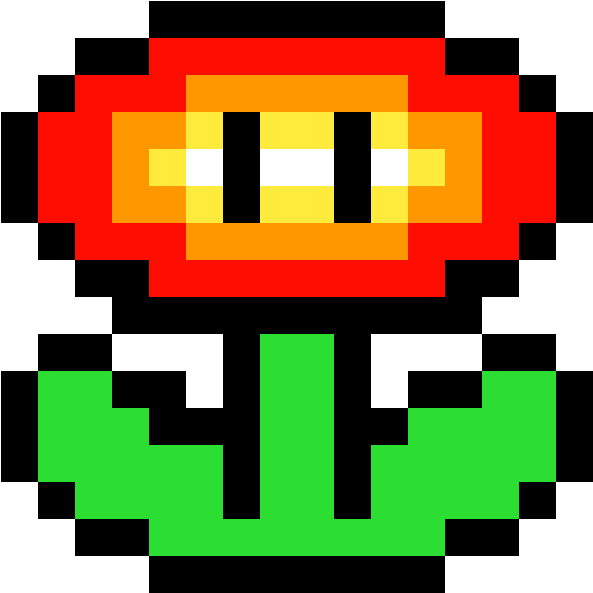 Super Mario Fire Flower - Fire Flower Mario Pixel Art Clipart (593x593), Png Download