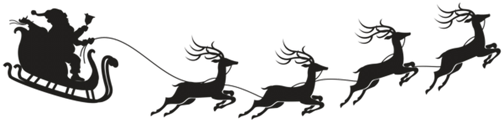 #santaclaus #santa #sleigh #reindeer #christmas #terrieasterly - Transparent Santa Sleigh Silhouette Clipart (1024x249), Png Download