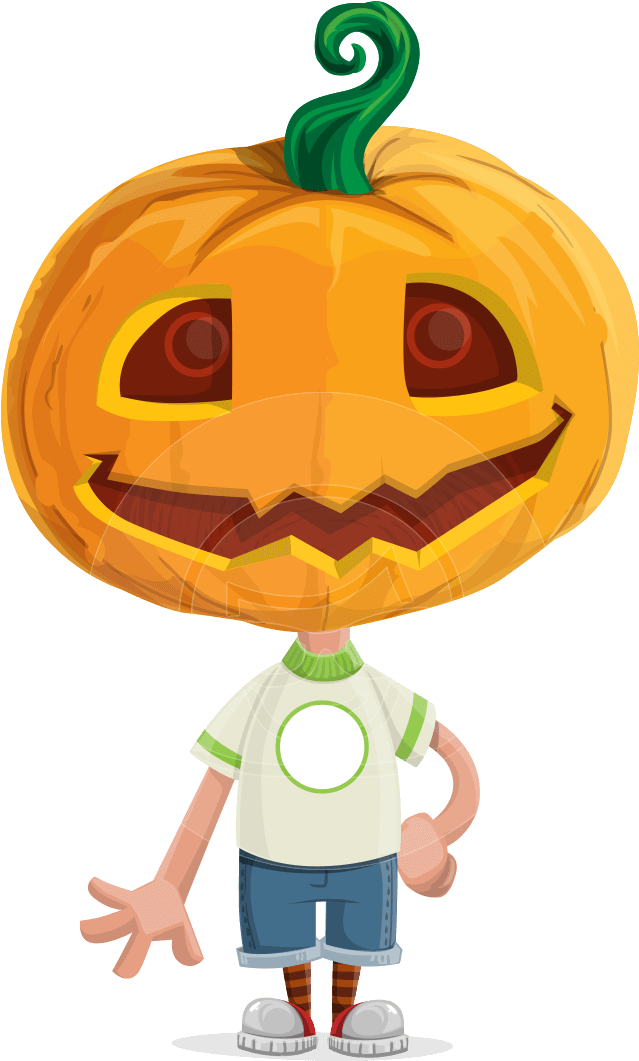 Cute Halloween Kid With Pumpkin Cartoon Vector Character - Cartoon Clipart (744x1060), Png Download
