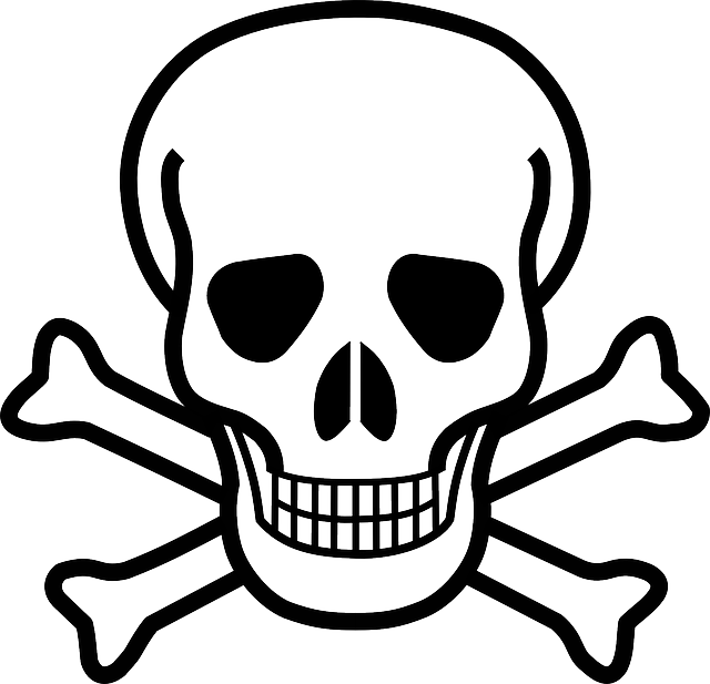 Skull And Crossbones, Skull, Crossbones, Danger, Death - Easy Halloween Skull Drawings Clipart (640x617), Png Download