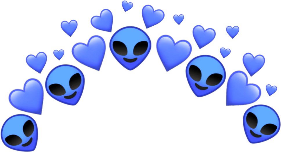 #alien #crown #blue #tumblr #emoji #emojis #sticker - Alien Crown Picsart Clipart (1024x1024), Png Download