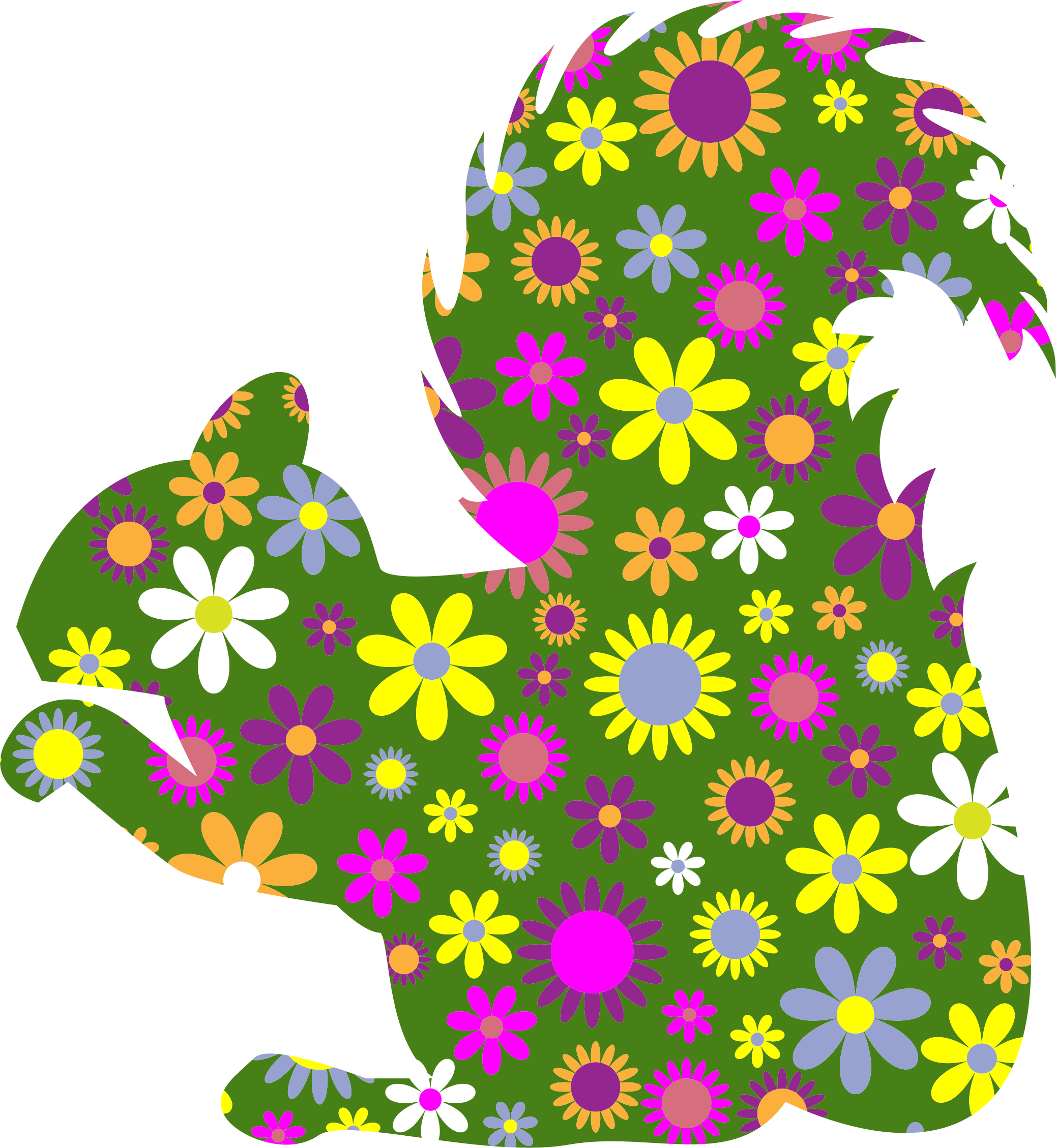 This Free Icons Png Design Of Retro Floral Squirrel - Free Clipart Dove Flowers Transparent Png (2076x2258), Png Download