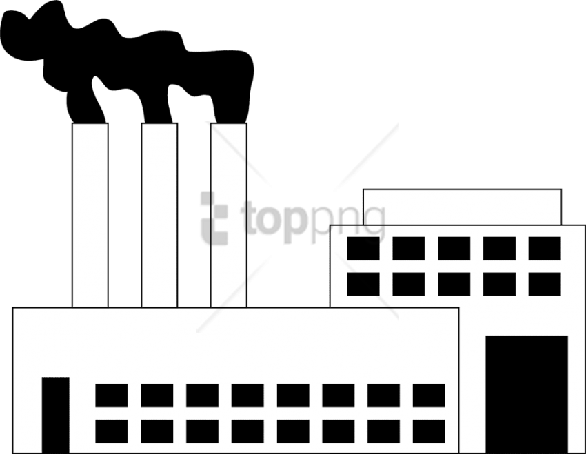 Download Factory Png Images Background - Factory Smoke Clipart Black And White Transparent Png (850x659), Png Download