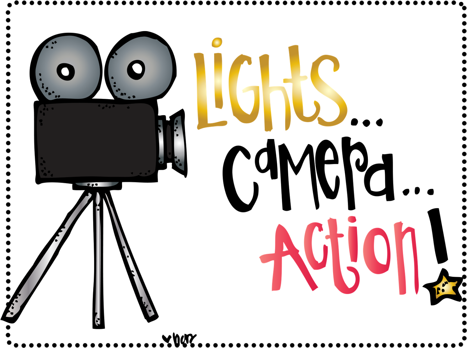 Hollywood Lights Clipart - Lights Camera Action Free - Png Download (1489x1109), Png Download