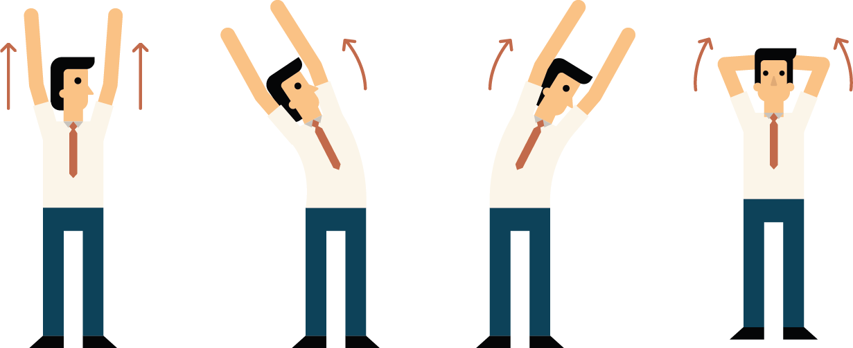 Arm Stretching Work - Back Stretching At Work Clipart (1231x503), Png Download