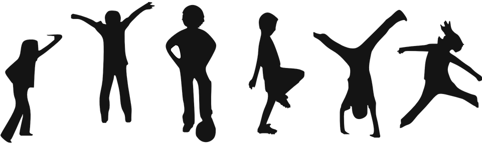 Kids Exercise Png - Children Silhouette Playing Clipart (960x480), Png Download