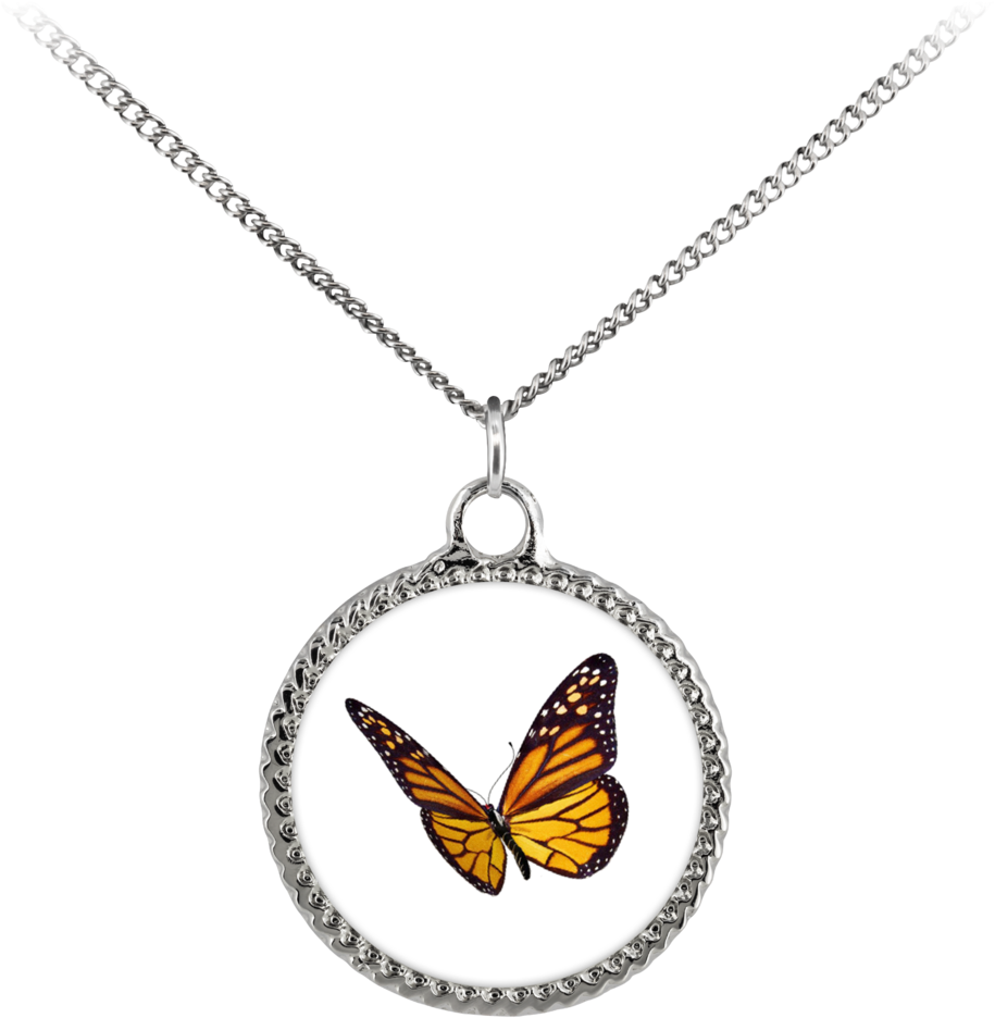 Monarch Butterfly Deco Coin Necklace - Necklace Stone Coin Clipart (1024x1024), Png Download
