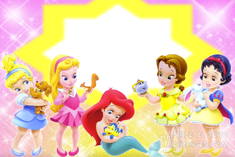 Molduras Princesas Baby Png - Baby Disney Princess Invitations Clipart (898x602), Png Download