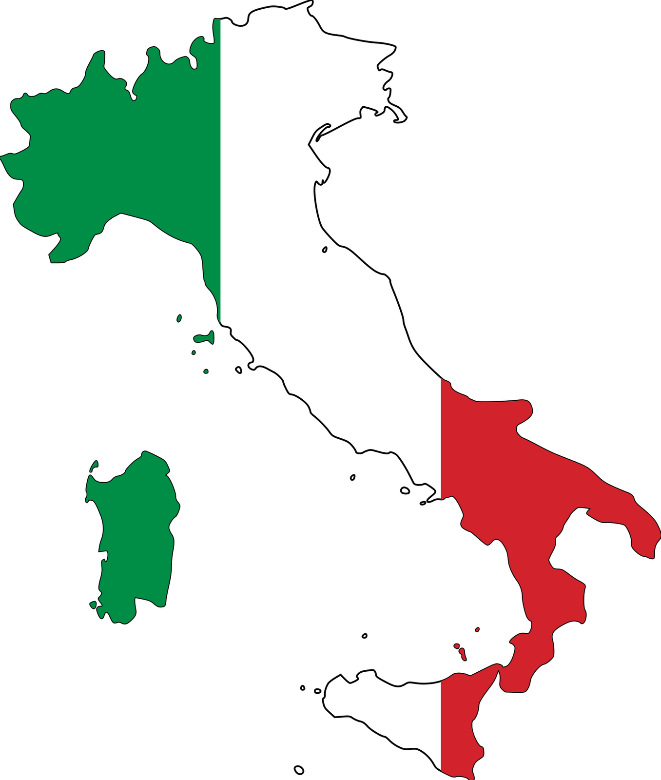 Italian Flag - Flag Map Of Italy Clipart (1356x1600), Png Download