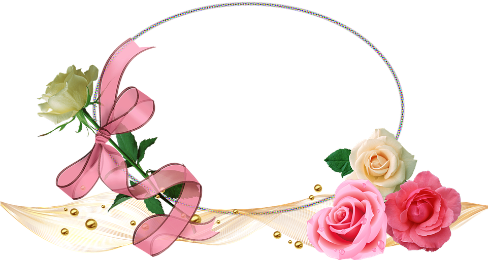 Framework, Frame, Flowers, Roses, Wave, Ribbon, Oval - Khung Hình Hoa Hồng Clipart (960x640), Png Download