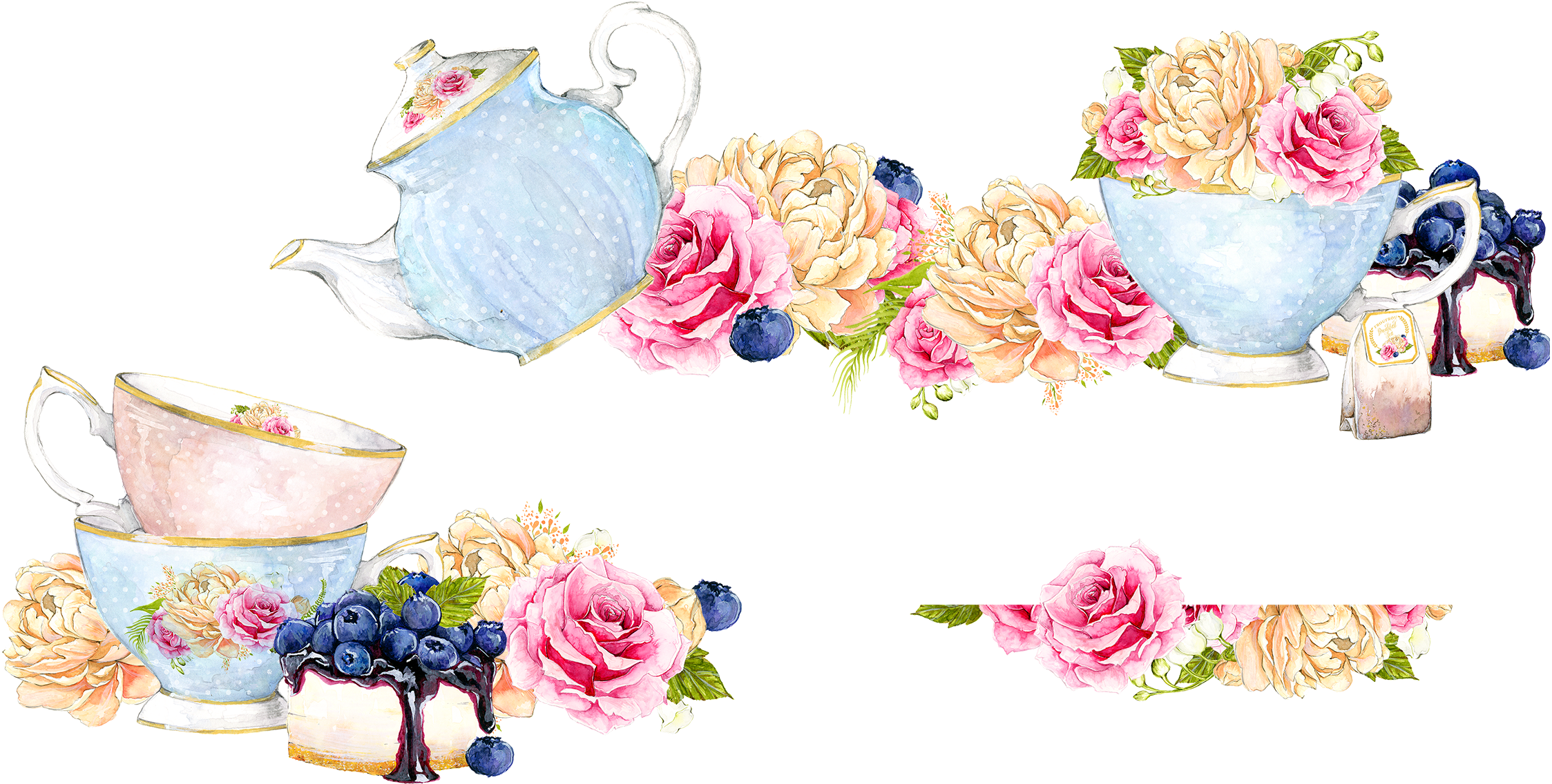 Teacup Wedding Invitation Teapot Tea Party - Tea Pot Border Clipart - Png Download (2362x2362), Png Download