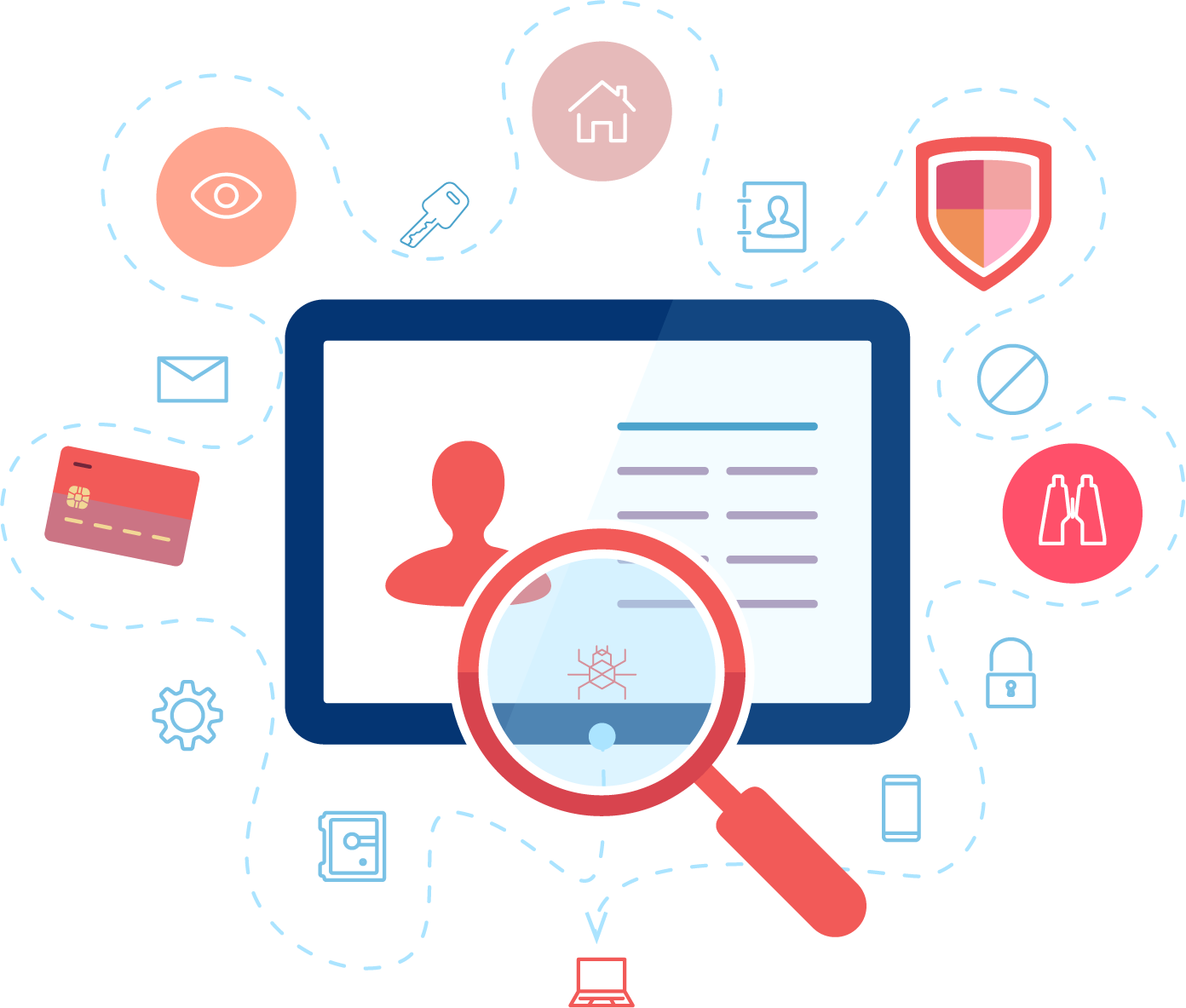 Scope - Privacy Flat Design Clipart (1392x1183), Png Download