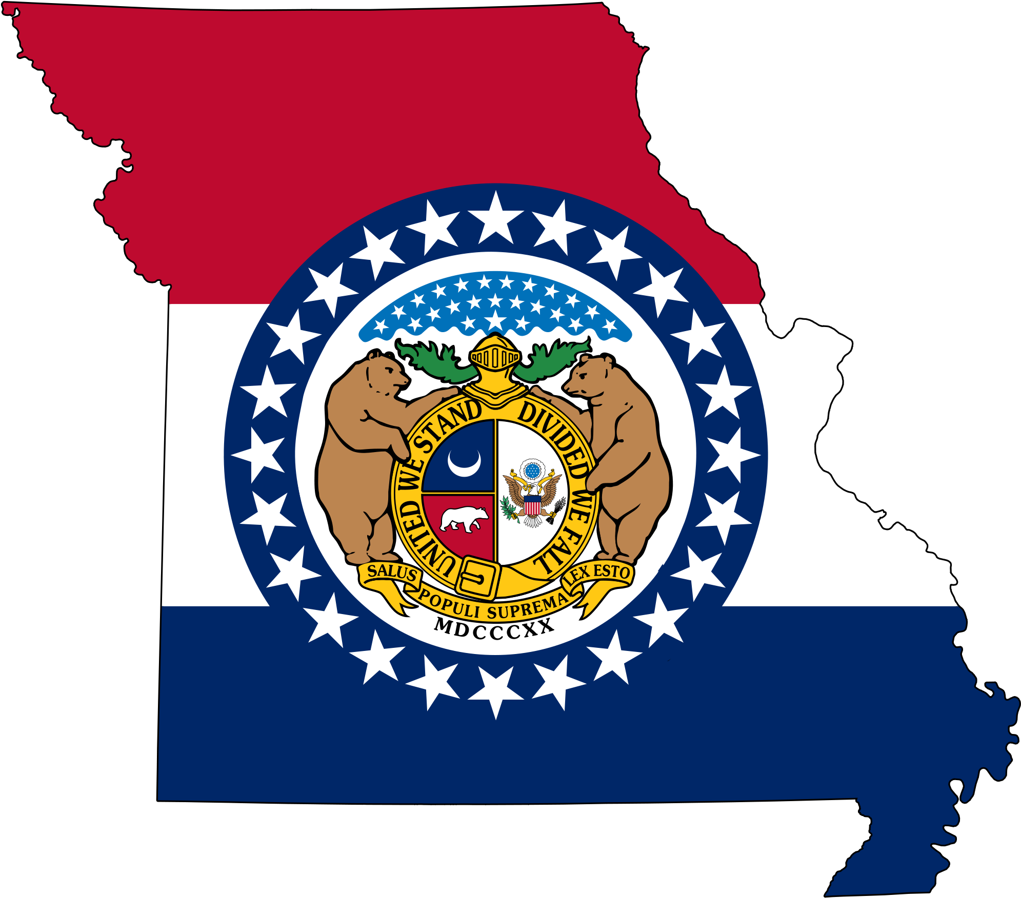 2000 X 1759 5 0 - Missouri State Flag Map Clipart (2000x1759), Png Download