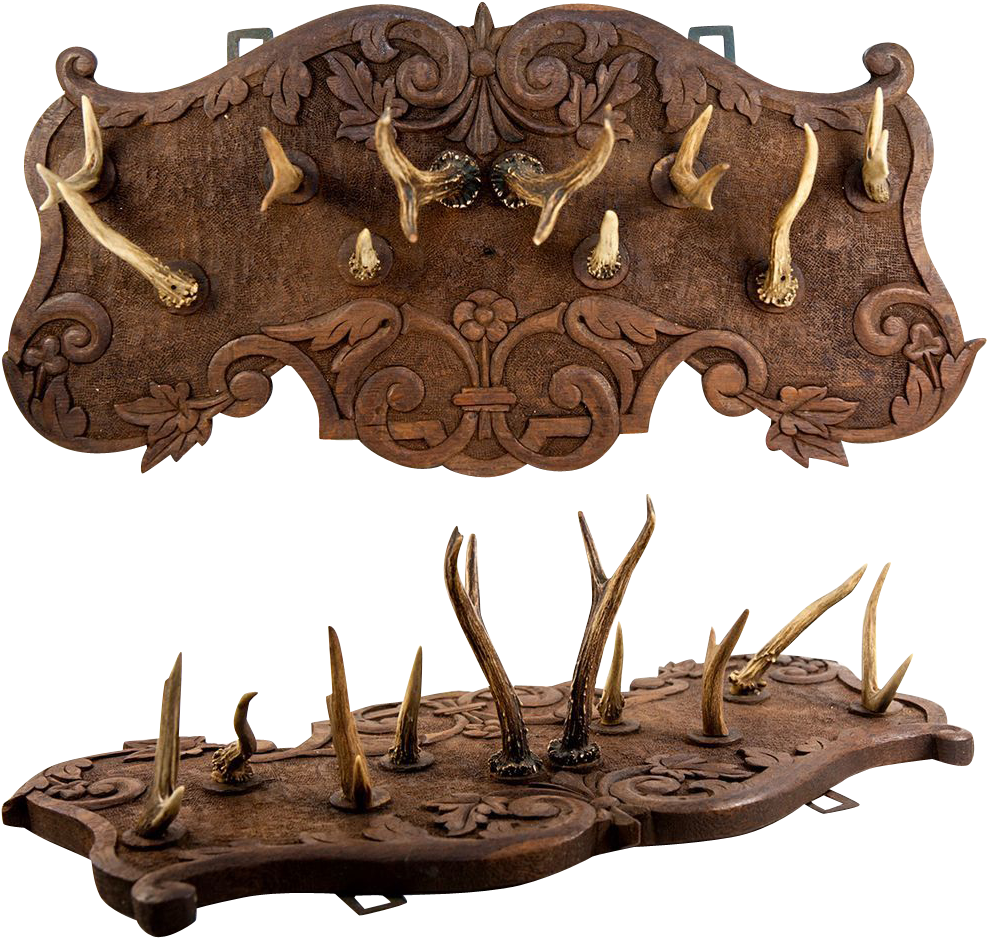 Fine Antique Stag Antler &amp - Shelf Clipart (986x986), Png Download