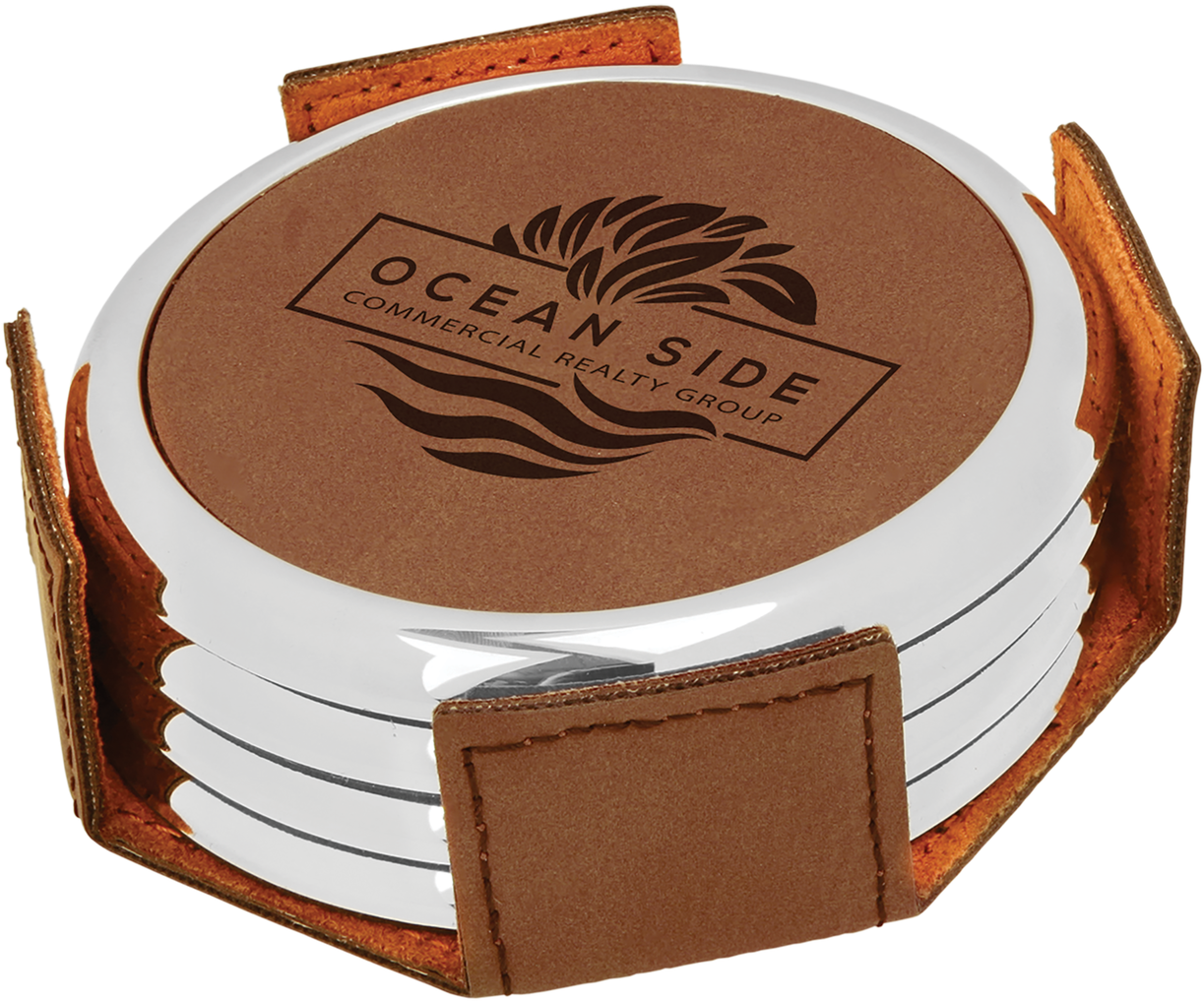 Dark Brown Round Coaster Set With Custom Laser Engraving - Drink Coaster Clipart (1280x1280), Png Download