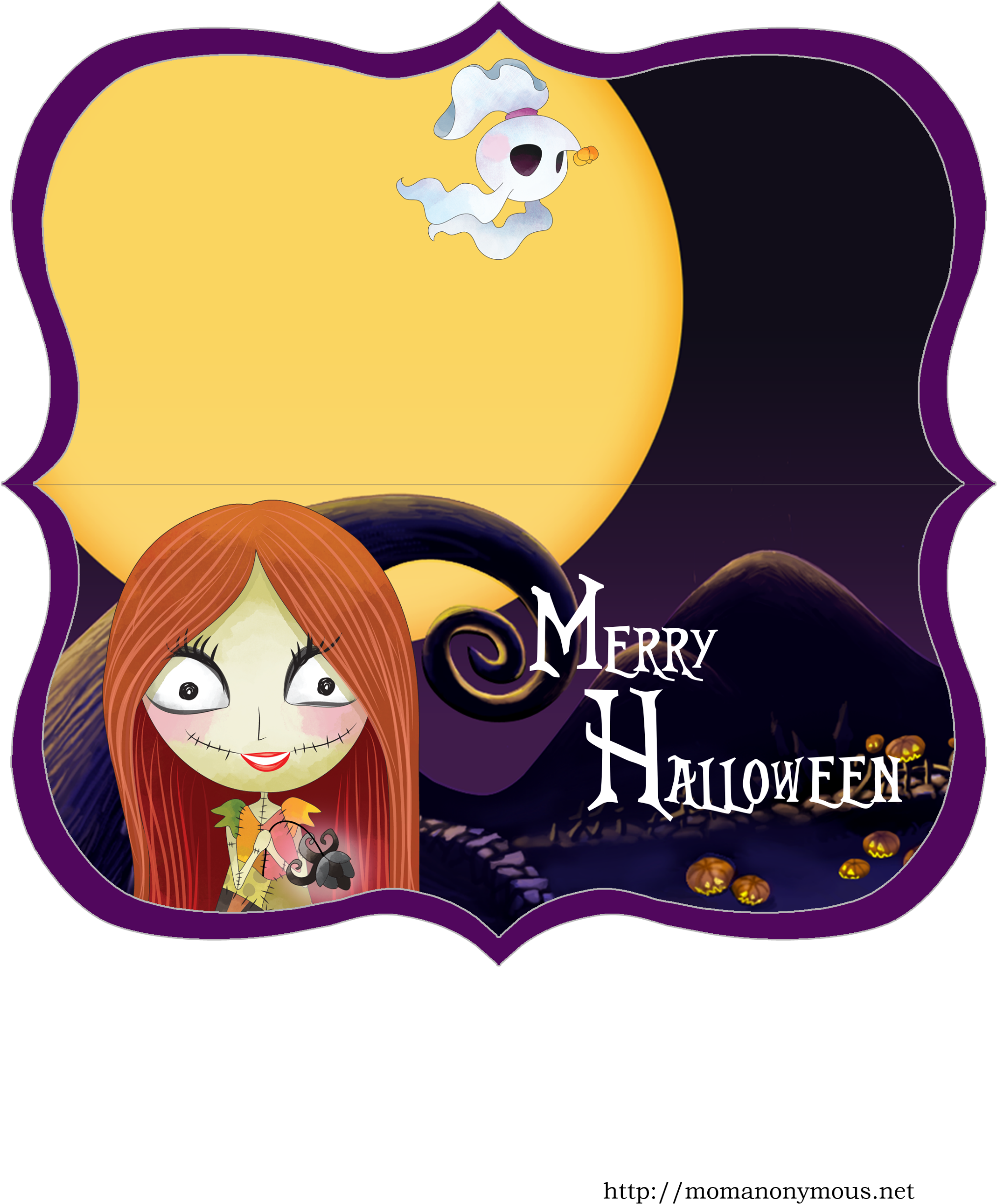 Nightmare Before Christmas Treat Bag Topper 1 - Cartoon Clipart (2382x3082), Png Download