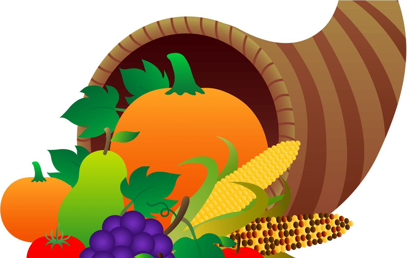 Cute Flower Clip Art Transparent Gardening Flower And - Cornucopia Clip Art - Png Download (1348x856), Png Download
