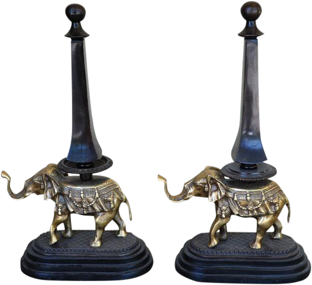 Pair Of Unique Bronze And Brass Elephant Sculpture - Indian Elephant Clipart (611x558), Png Download