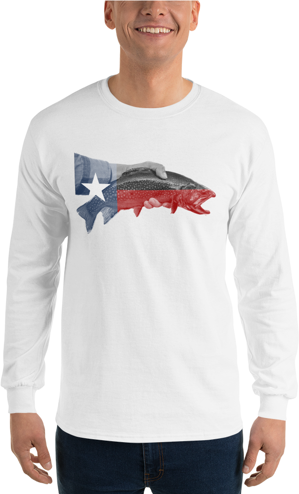 Texas Trout Flag - Long-sleeved T-shirt Clipart (1000x1000), Png Download