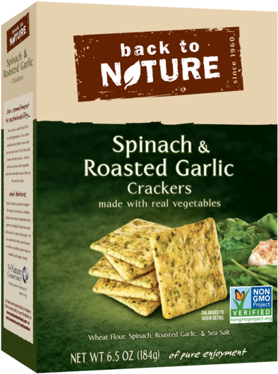 Back To Nature Spinach & Roasted Garlic Crackers Healthy - Spinach And Garlic Crackers Clipart (600x600), Png Download